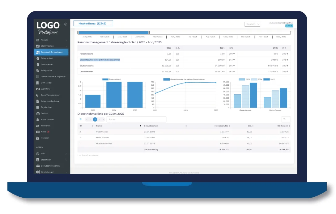 Logisth.AI Enterprise – Personal-Informationen